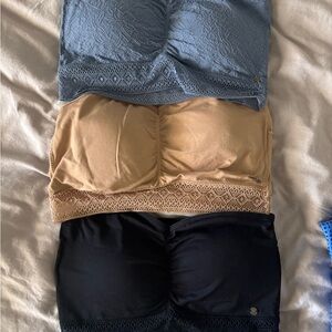 Lucky Brand Lace Trim Bandeau Set - Black, Tan